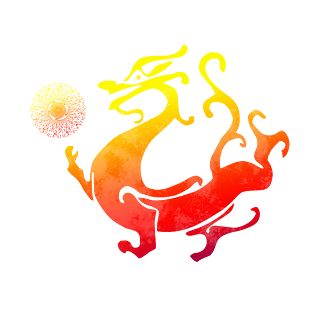 中国神兽火龙戏珠卡通