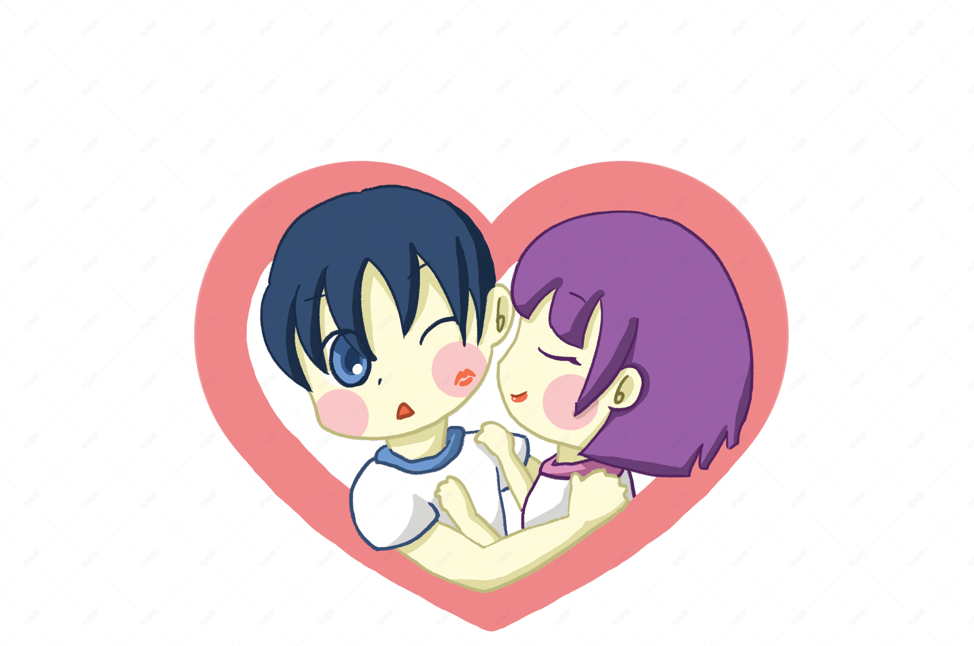 亲吻情人节情侣唇印png图片