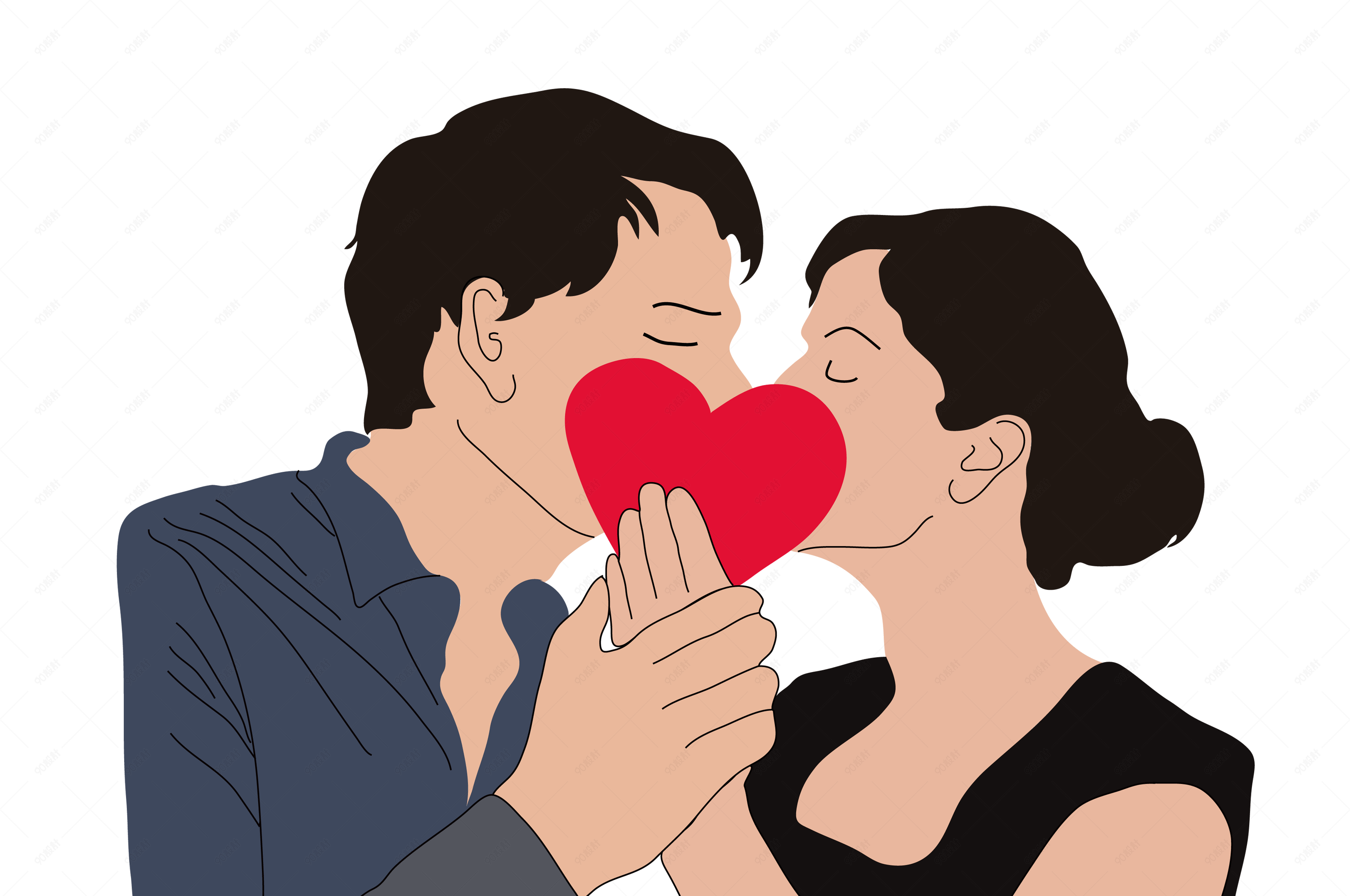 相吻的情侣png矢量图