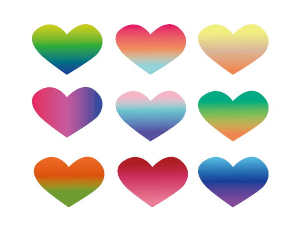 七彩渐变爱心图png矢量图