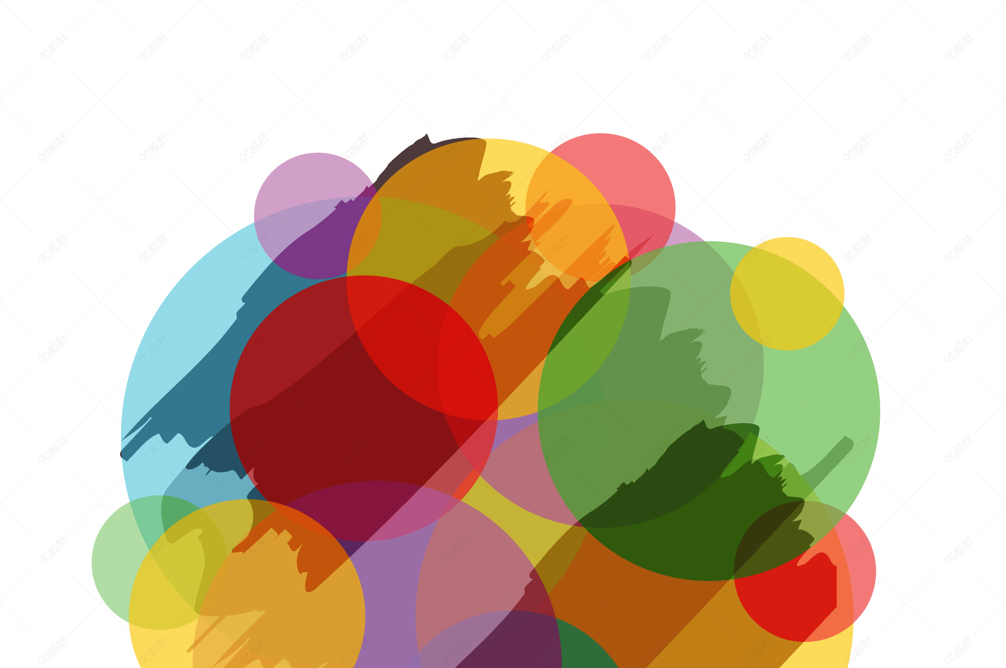 618购物商城装饰圆形色彩渐变免扣素材