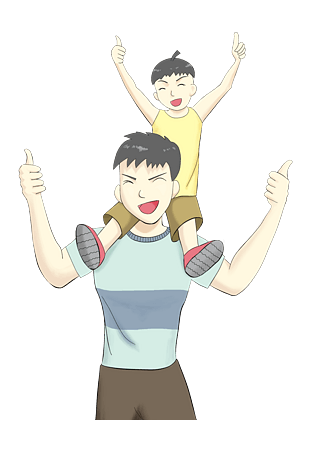 父亲节儿子骑大马插画png