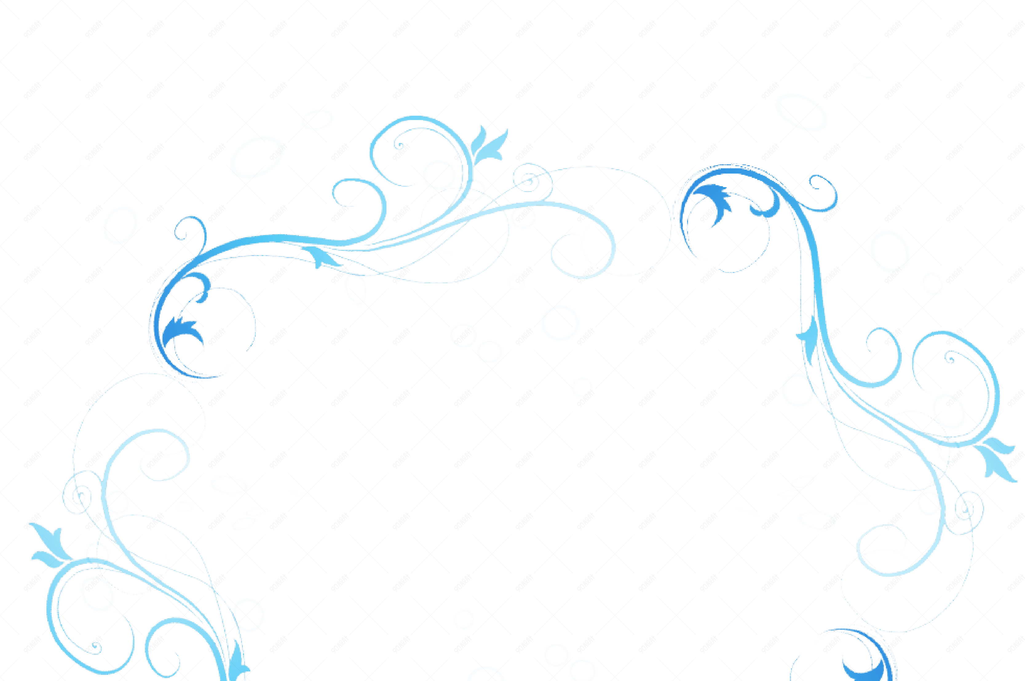 矢量卡通扁平化蓝色花纹装饰边框