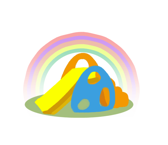 童趣可爱彩虹与滑梯游乐场主题卡通