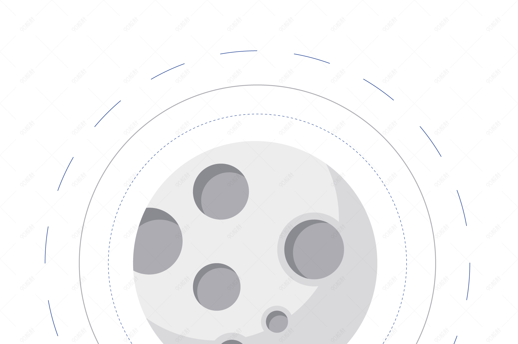 卡通宇宙白色星球免扣装饰素材