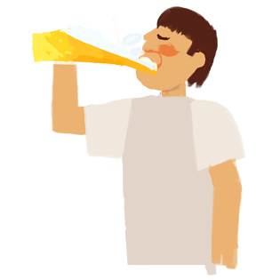 喝饮料的白衣男子元素