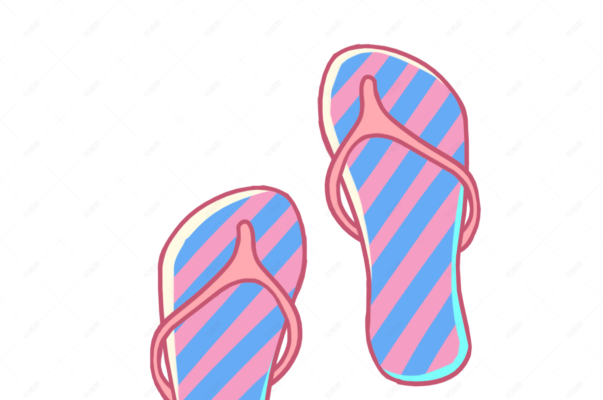 夏日休闲人字拖鞋插画