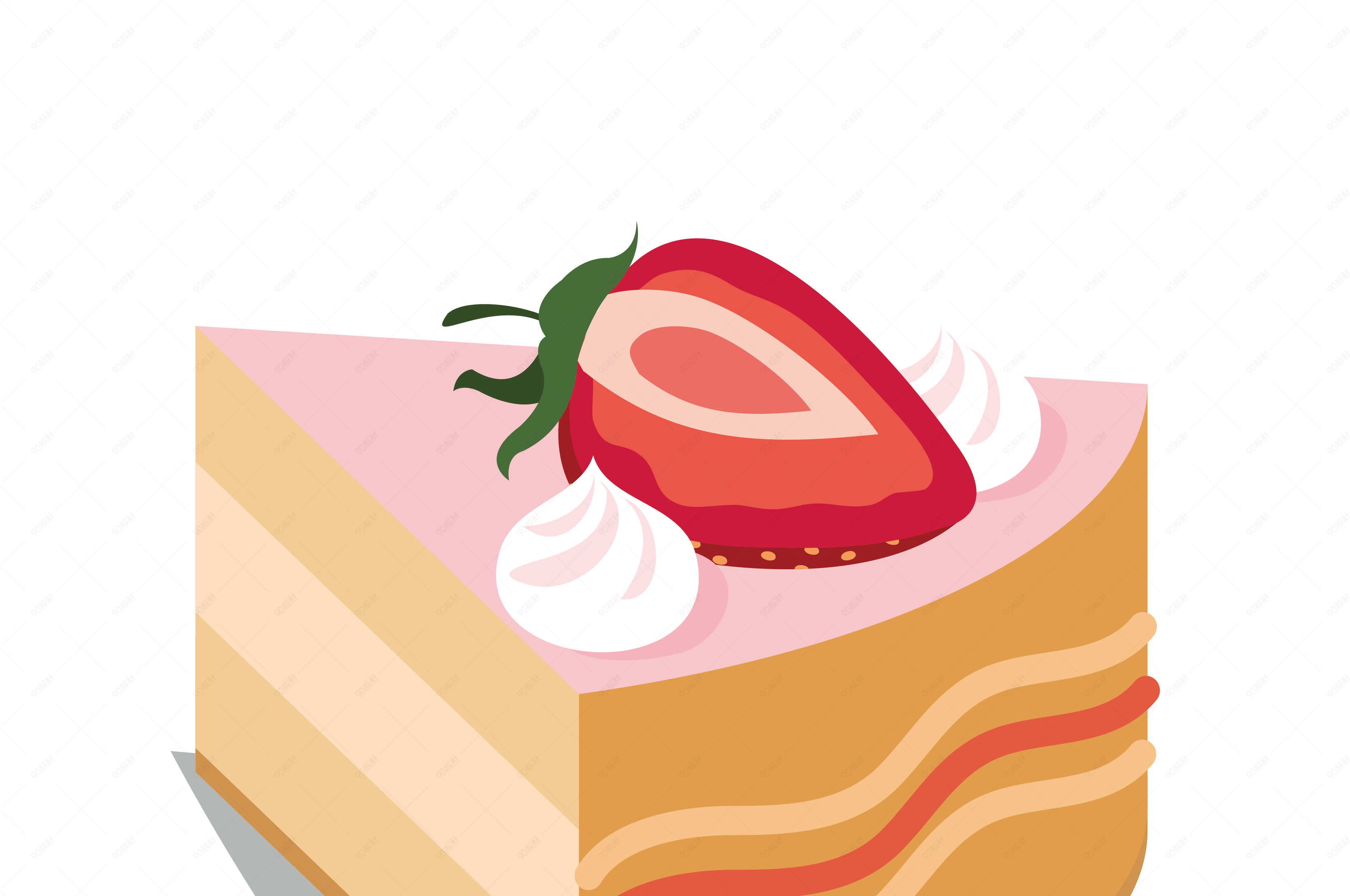 草莓奶油蛋糕矢量免抠图