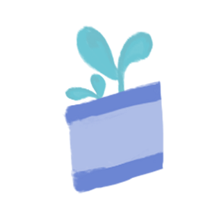 小清新盆栽绿植蓝色花盆插画pngpsd2000*2000日系可爱多肉花盆狗狗