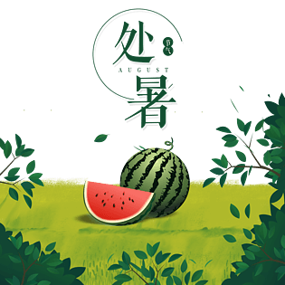 处暑清新绿色叶子