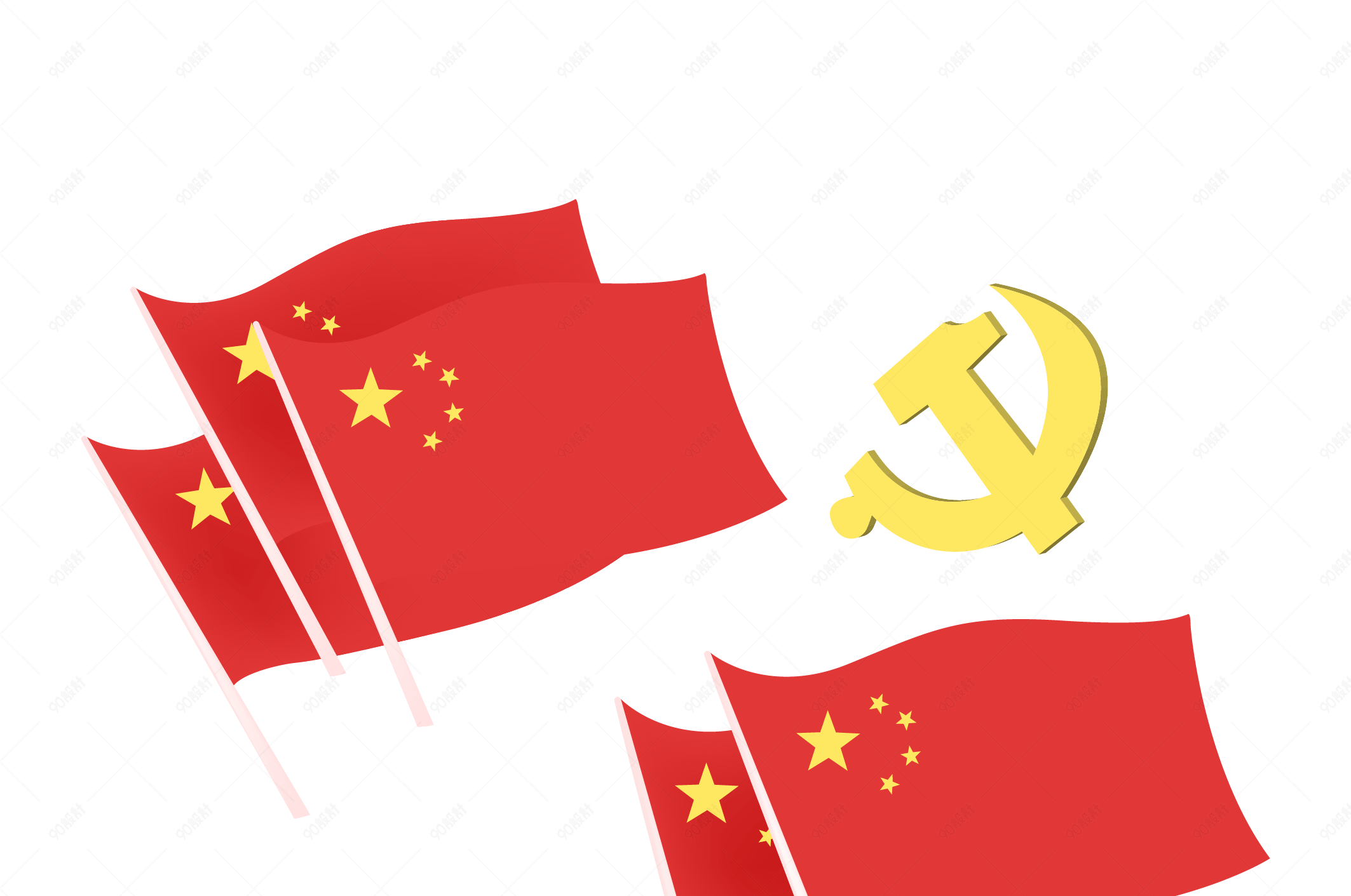 建党节矢量五星红旗