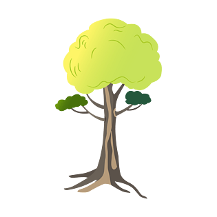 手绘矢量绿色的大树