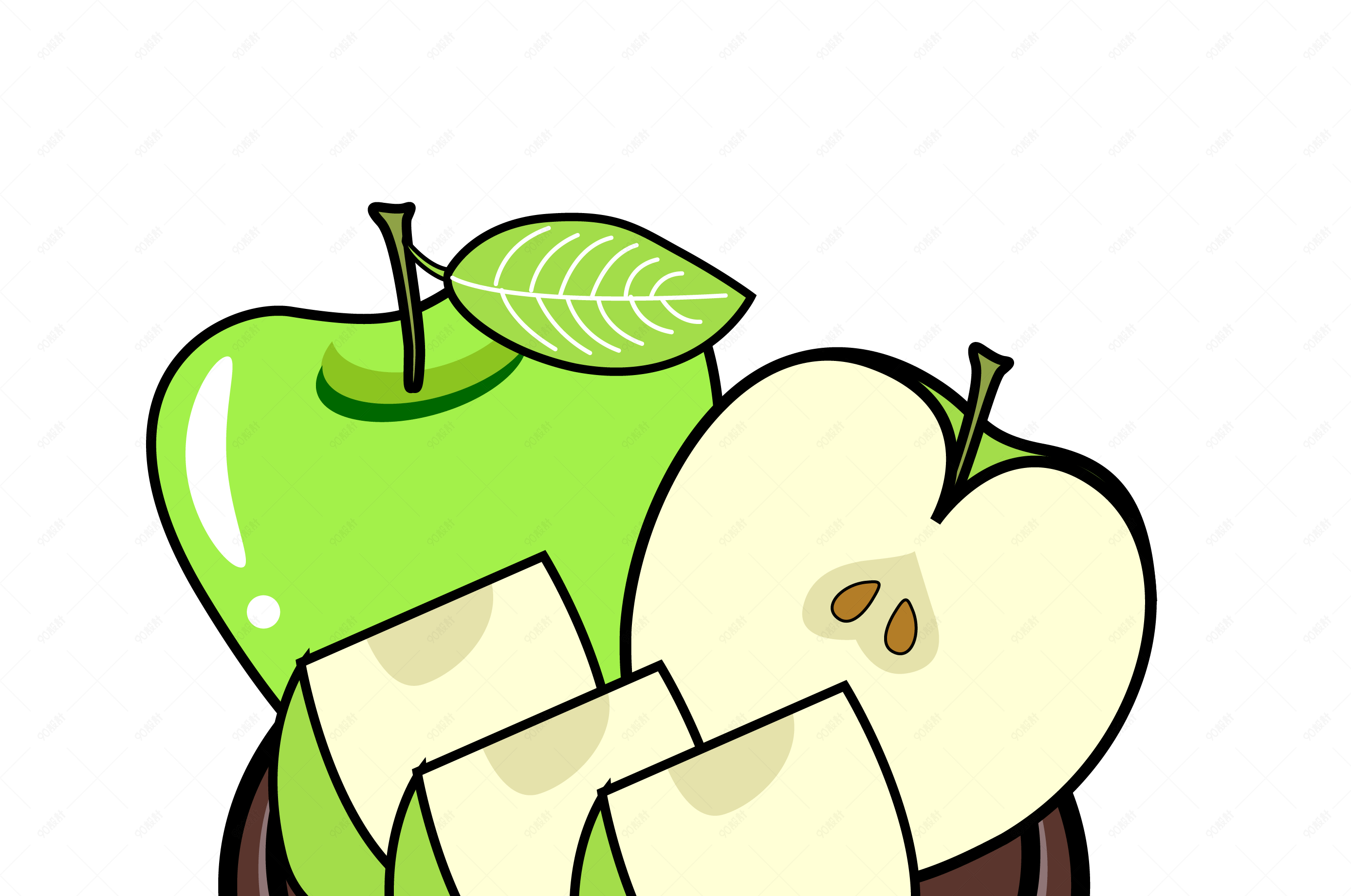 q版绿色的小清新苹果
