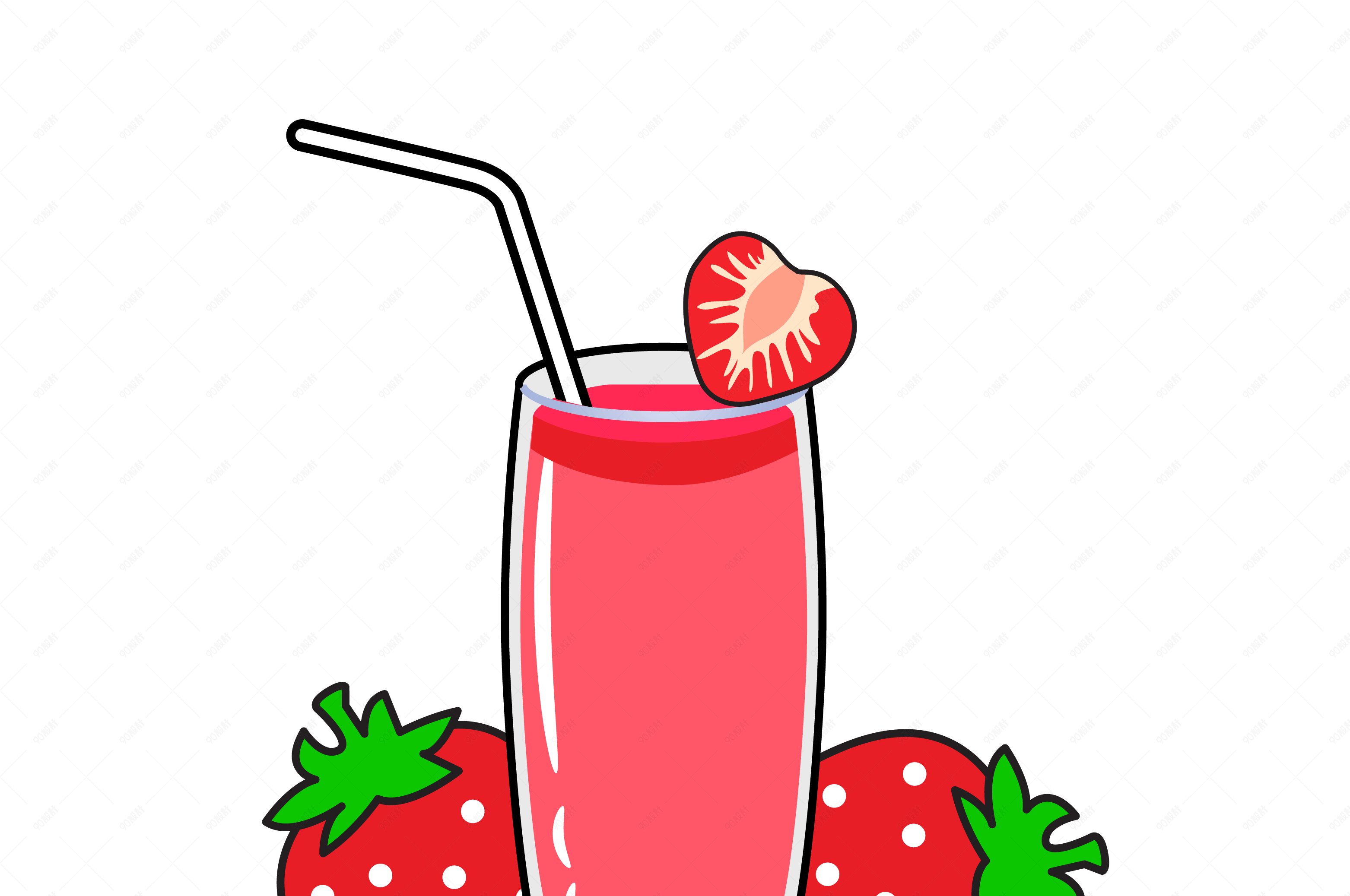 小清新夏天草莓冰镇饮料