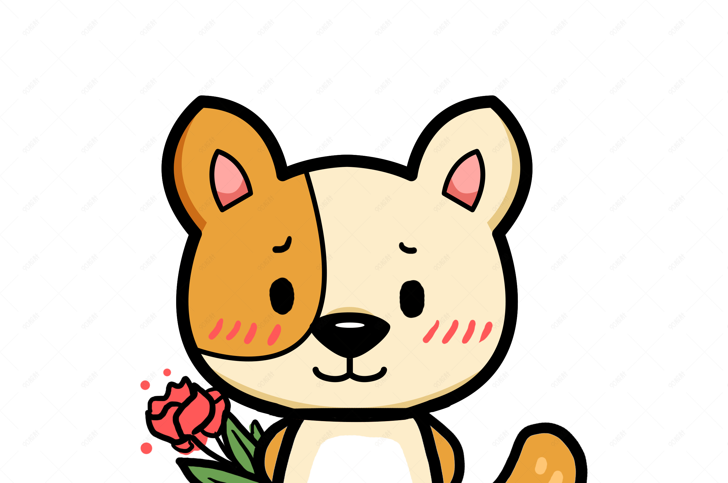 小狗阿黄q版卡通动物角色形象聊天表情包害羞