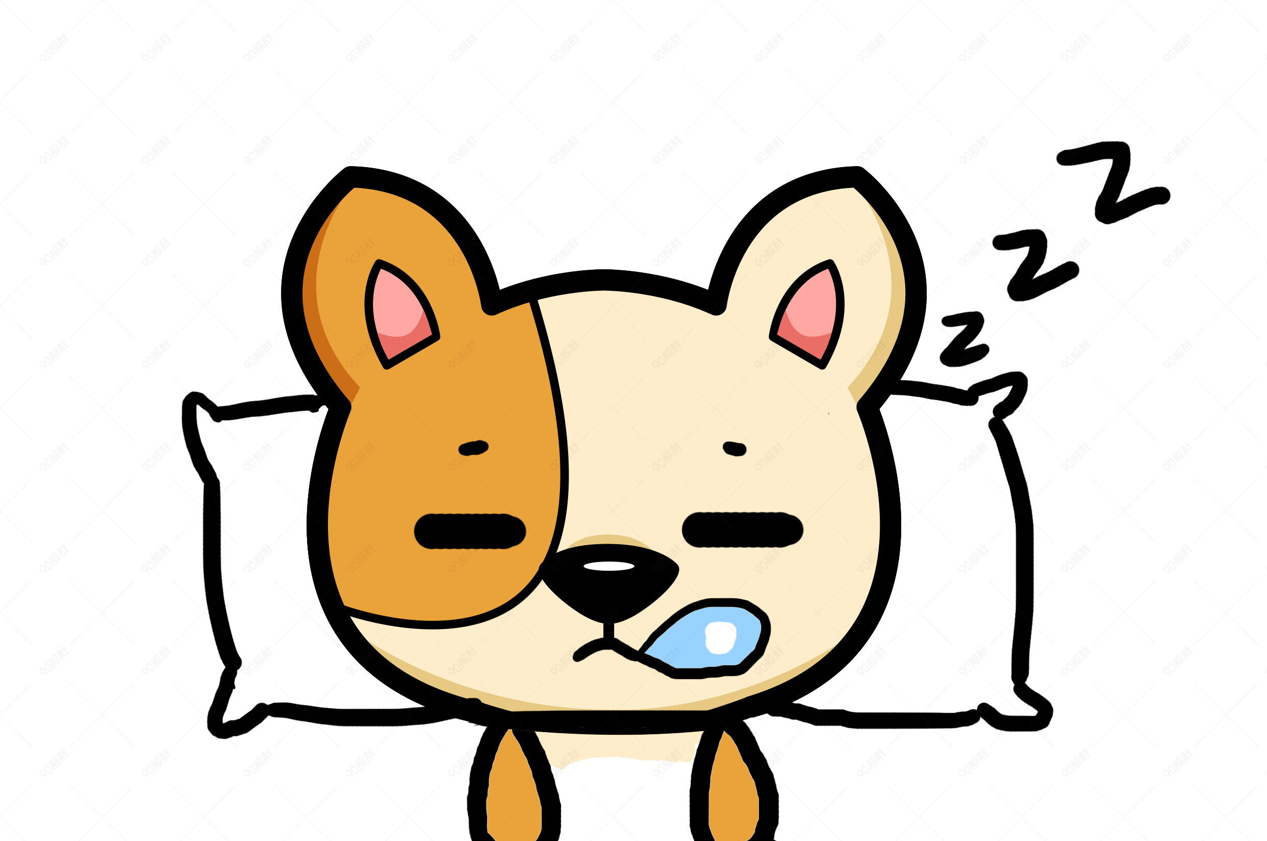小狗阿黄q版卡通动物角色形象聊天表情包睡觉