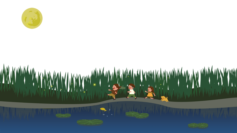 游鱼装饰元素pngpsd2000*2000立夏游泳圈池塘手绘卡通夏天插画儿插