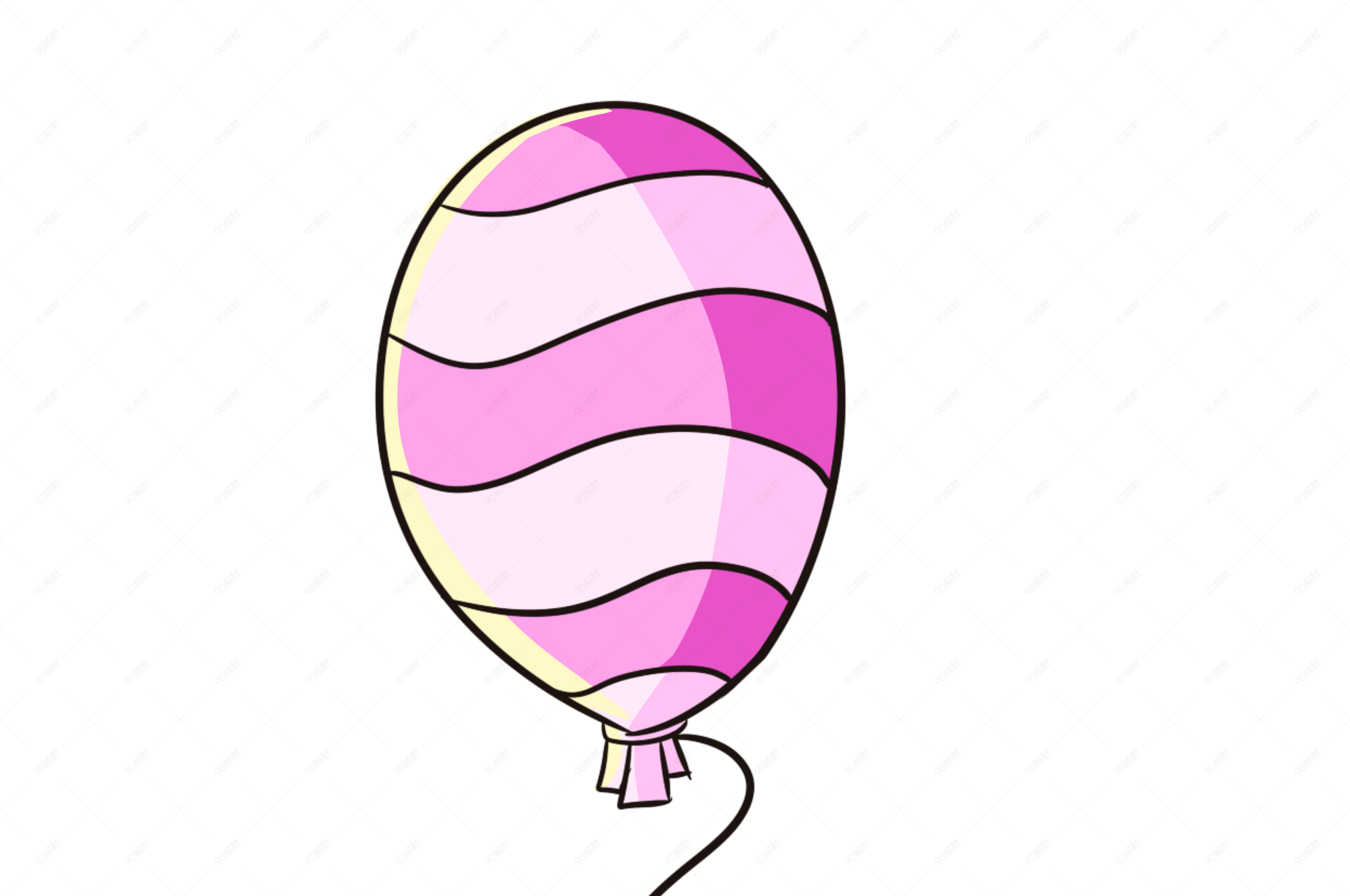 卡通粉色条纹气球插画