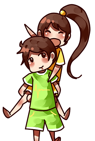 情人节情侣嬉闹背女朋友pngpsd2000*2000情人节卡通情侣合照pngpsd