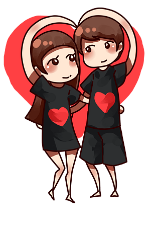 比心手势卡通手势立体动作手部免抠元素pngpsd2000*2000蓝色卡通手绘