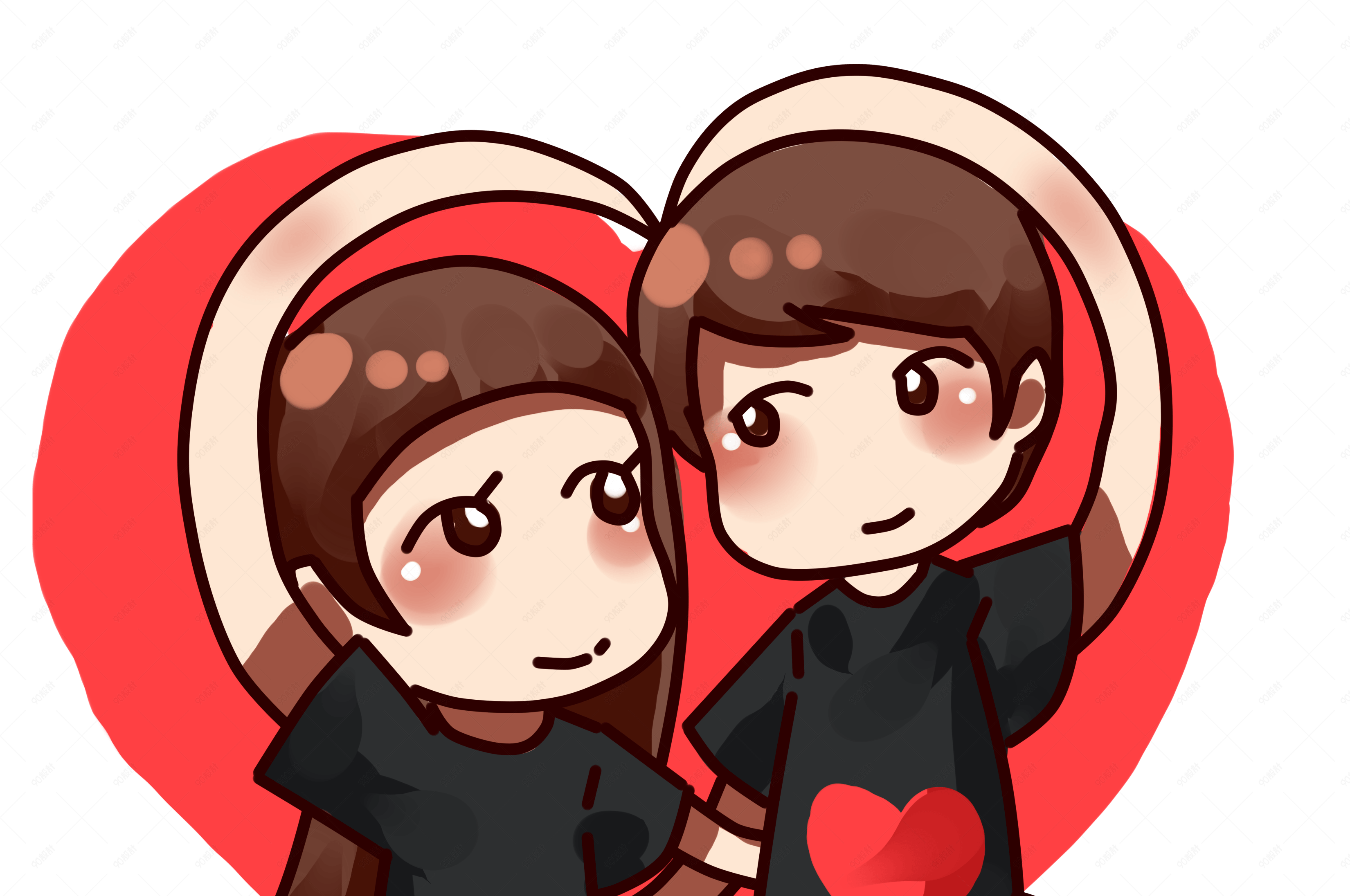 情人节情侣比心卡通