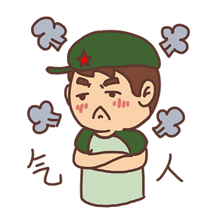 表情气人建军节军人插画