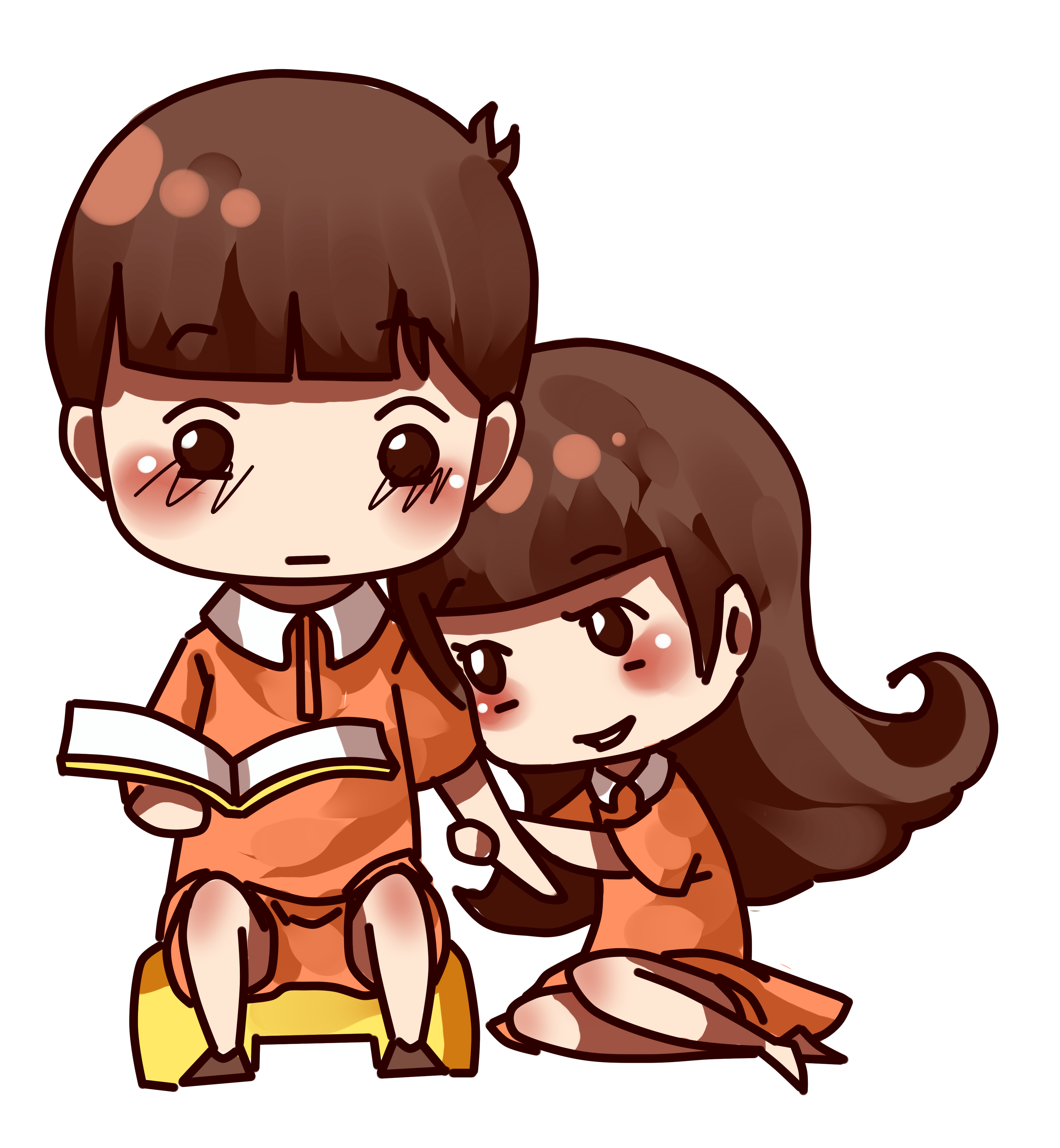 情人节情侣一起看书学习