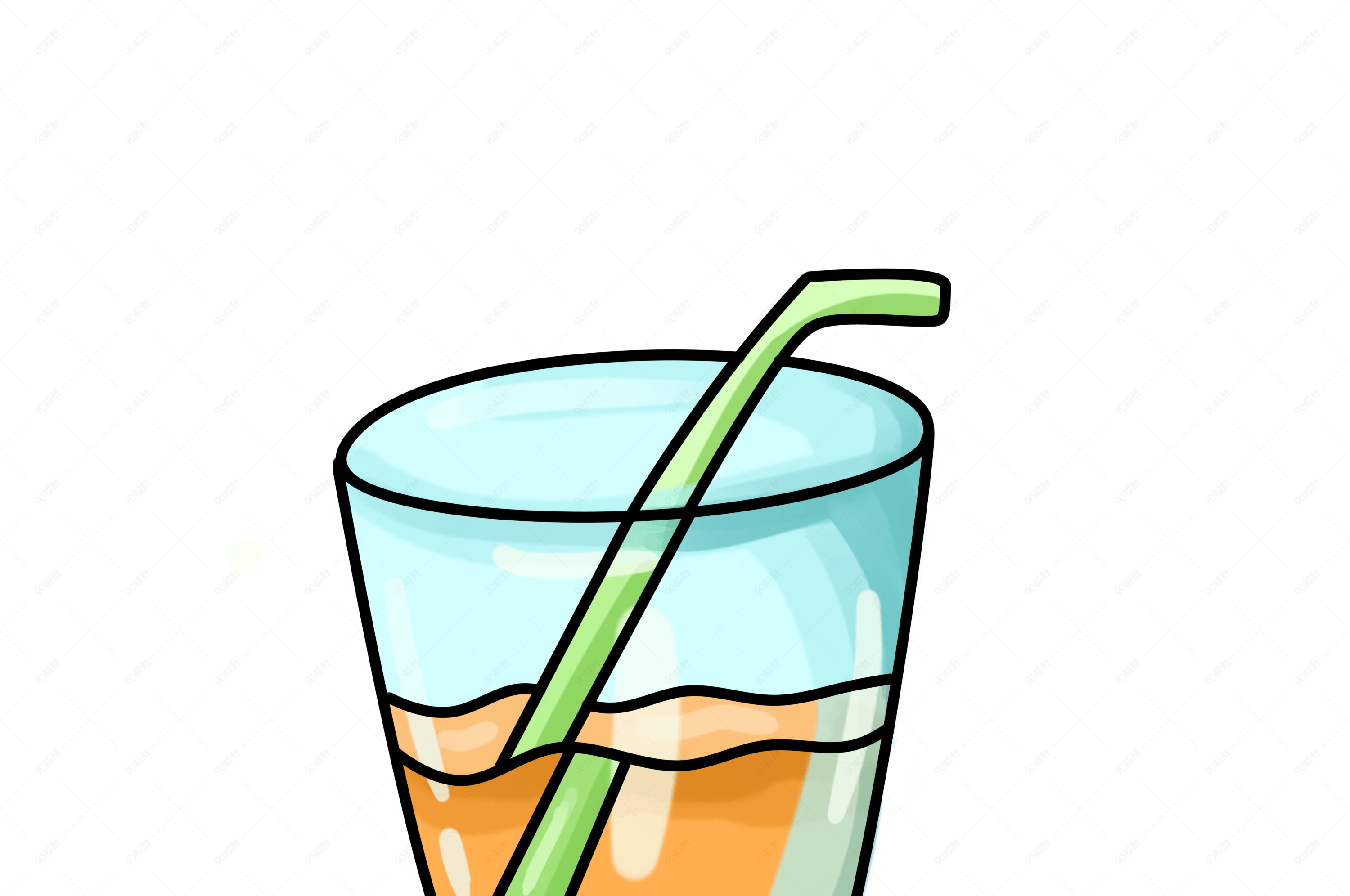 夏季冰镇果汁饮料插画