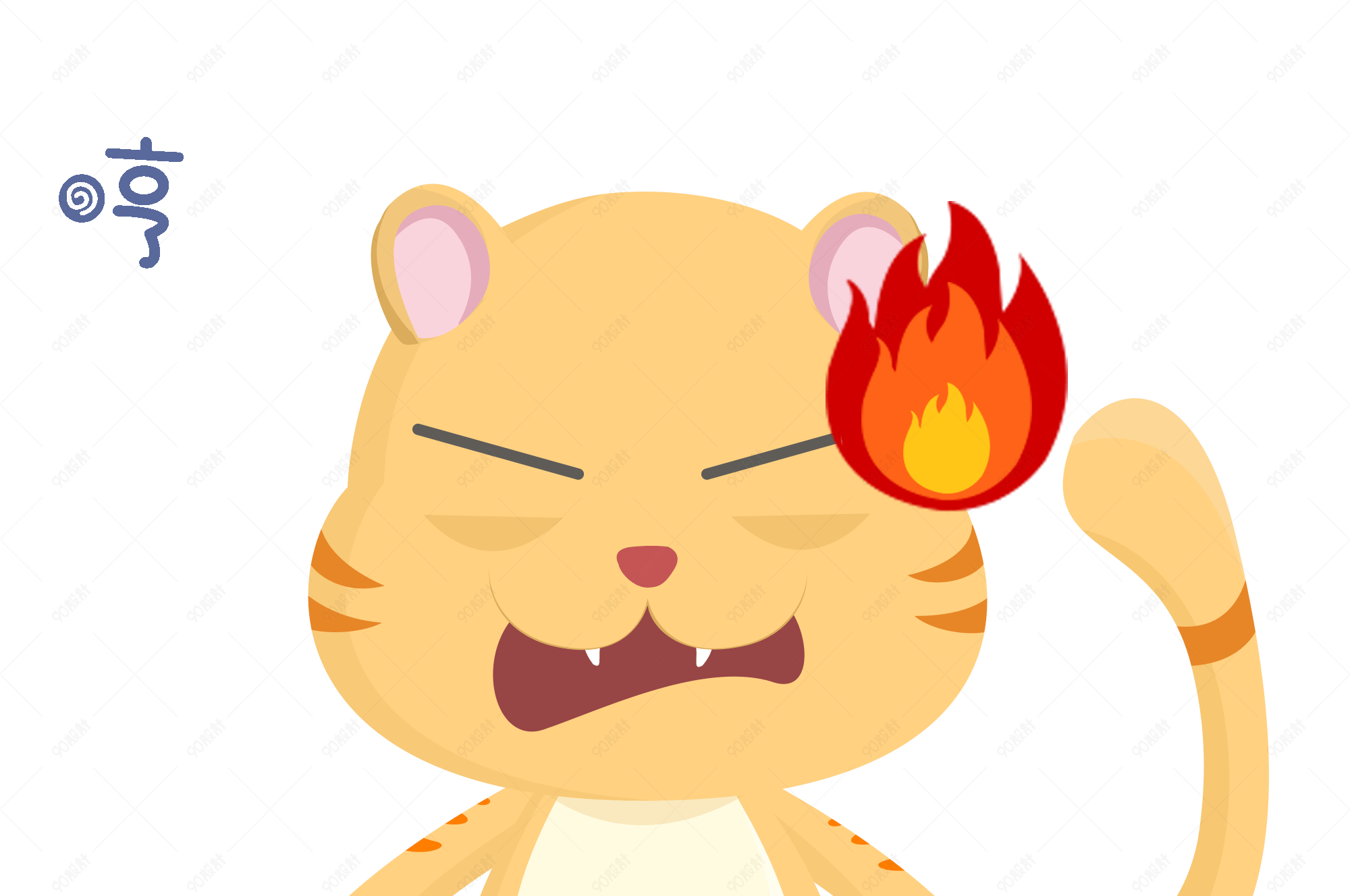 表情生气可爱小猫咪插画