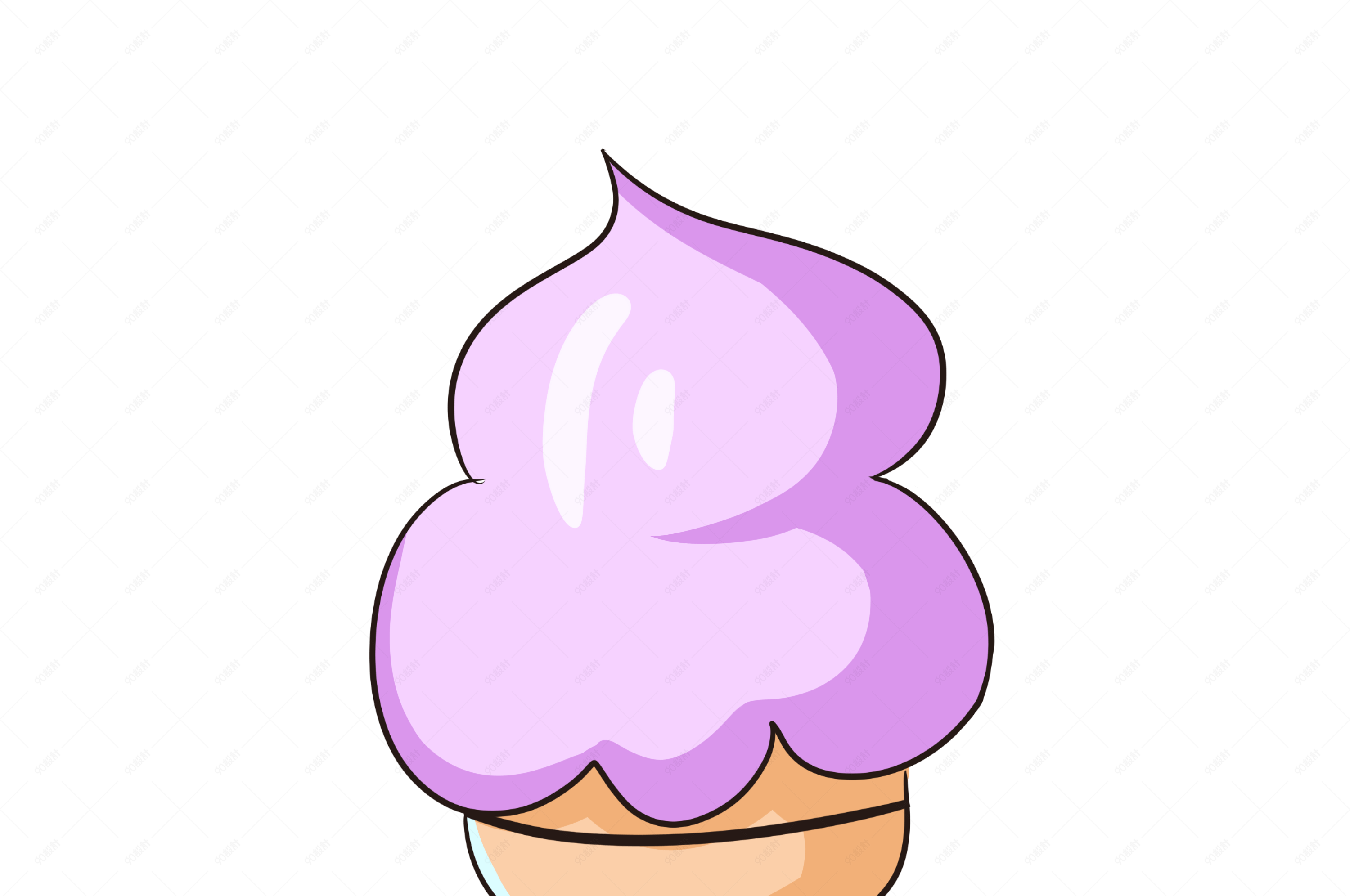 手绘蛋筒奶油冰淇淋插画