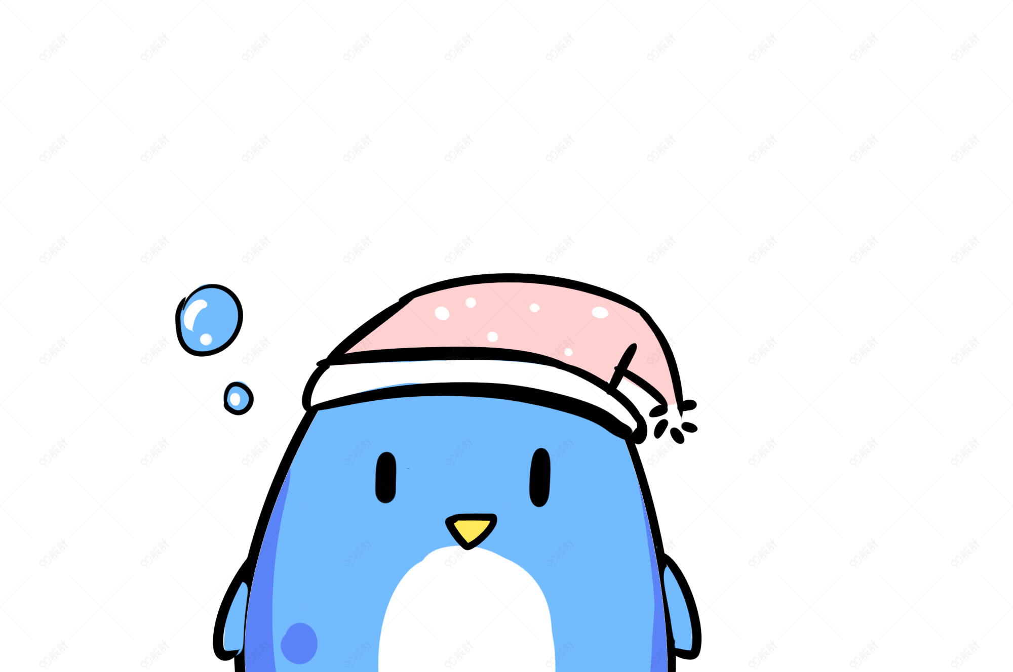 q版蓝色小企鹅表情包冒泡泡