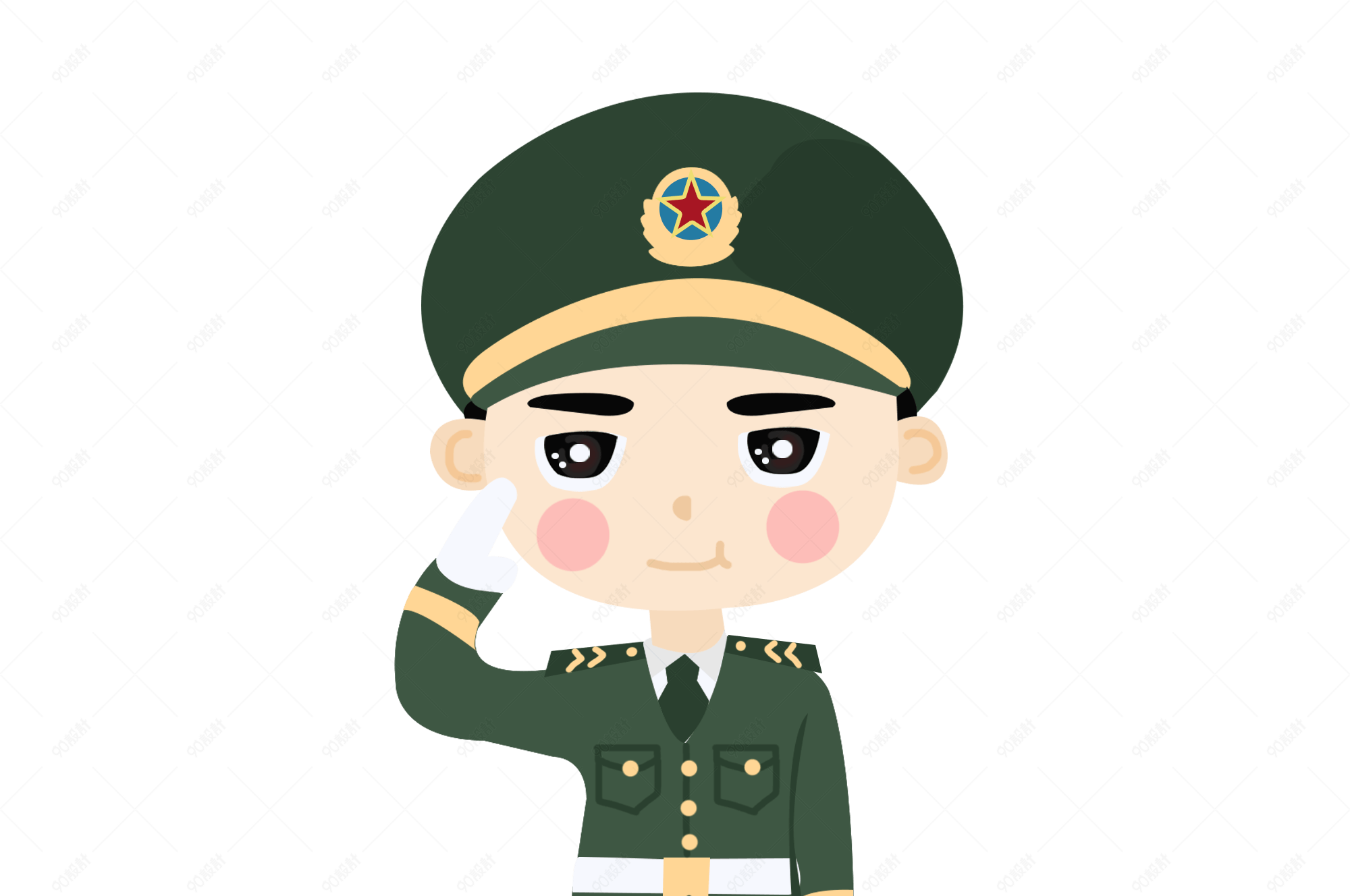 卡通军人建军节素材