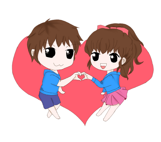 七夕情人节手绘情侣比爱心卡通造型