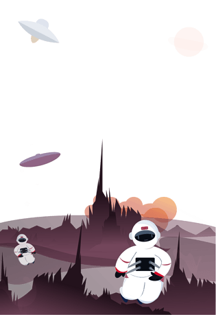 矢量太空漫游主题插画边框pngpsd2000*2000卡通星球和宇宙飞船pngpsd