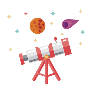 星空天文望远镜卡通创意