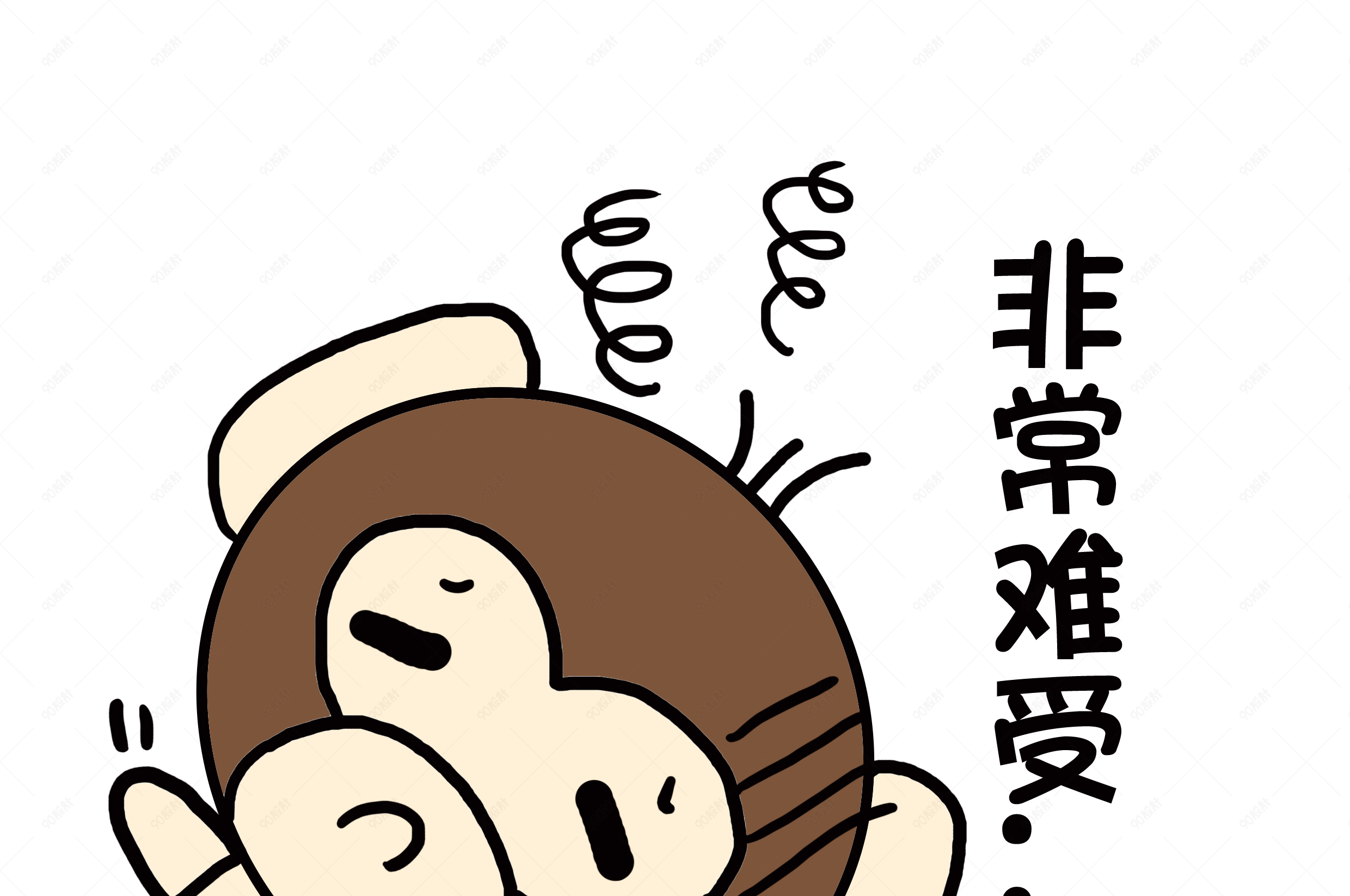 小清新动物手绘可爱猴子非常难受