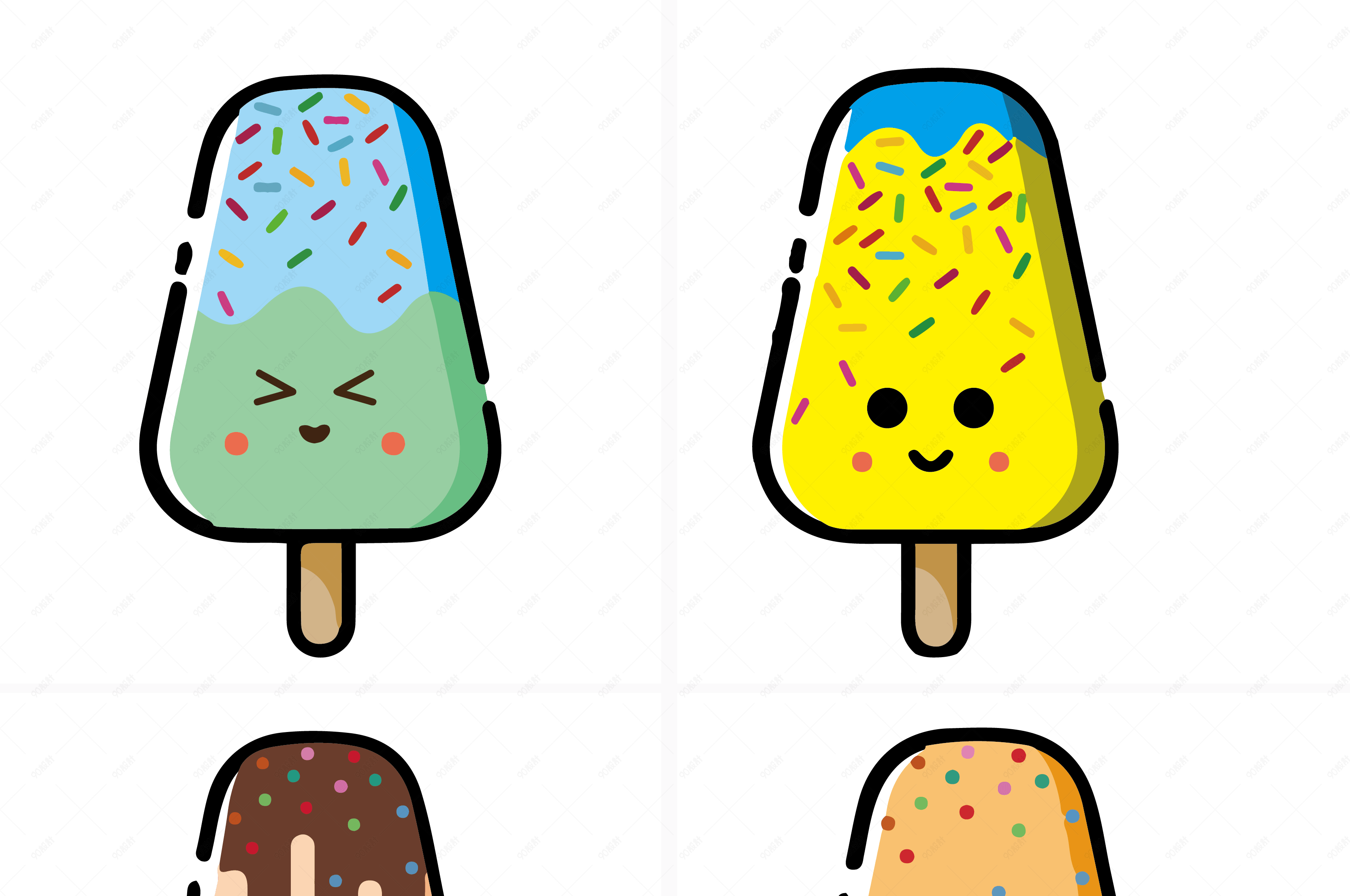 可爱的mbe风格雪糕矢量免抠图