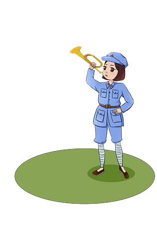 建军节女战士吹号角插画