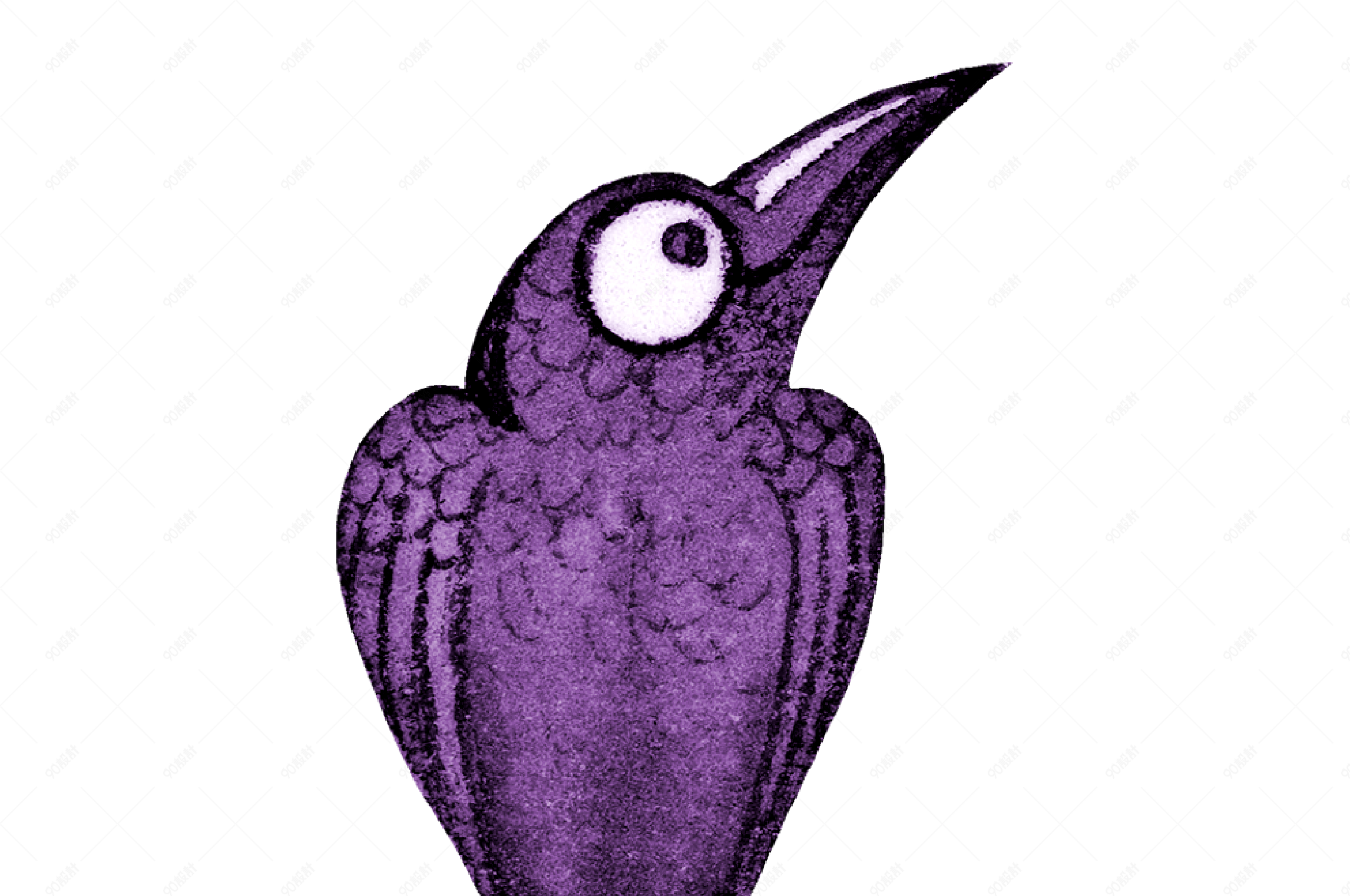 水彩手绘飞禽乌鸦