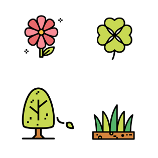 矢量meb风格植物相关图标