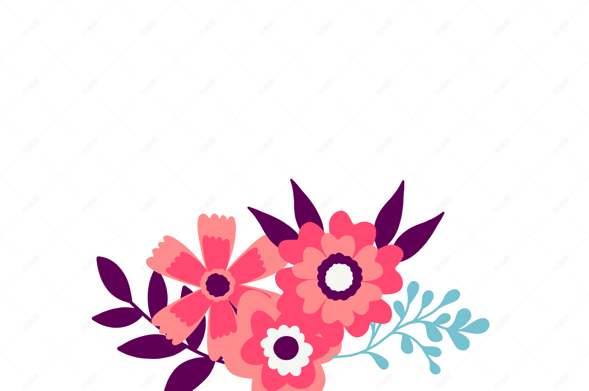 矢量卡通紫色清新花朵装饰插画