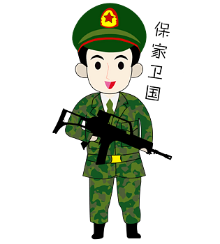 卡通手绘军人保家卫国表情包
