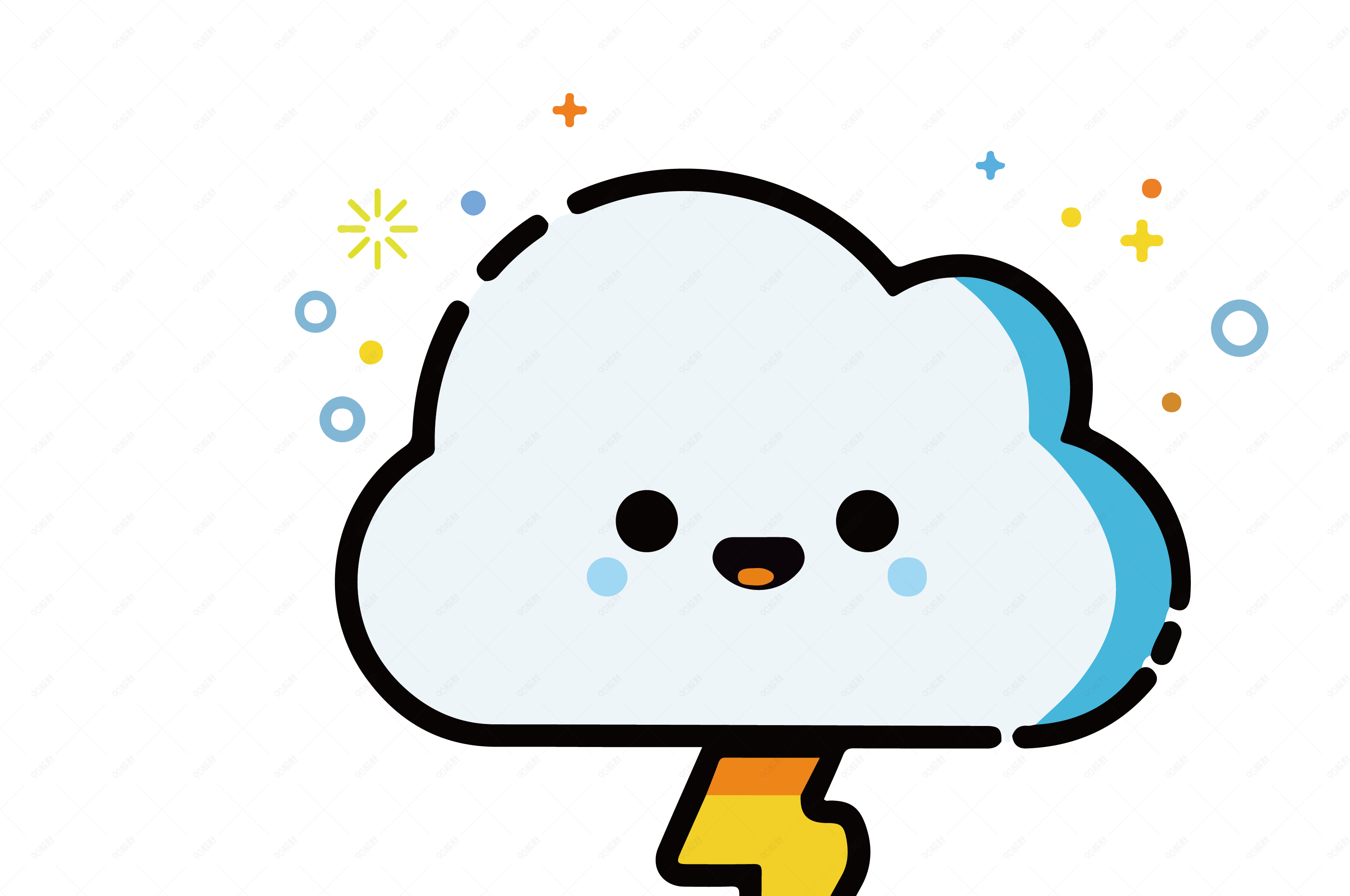 mbe风格云朵闪电素材