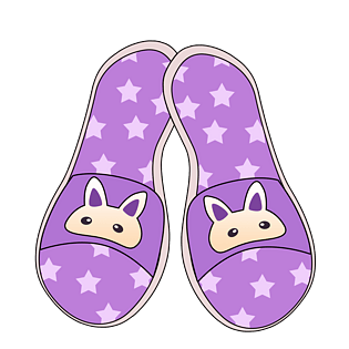 紫色可爱卡通拖鞋png素材