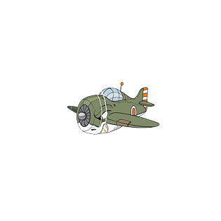卡通风格绿色的老式飞机