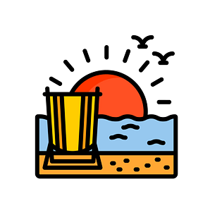 卡通插画mbe风格海边日落装饰图标