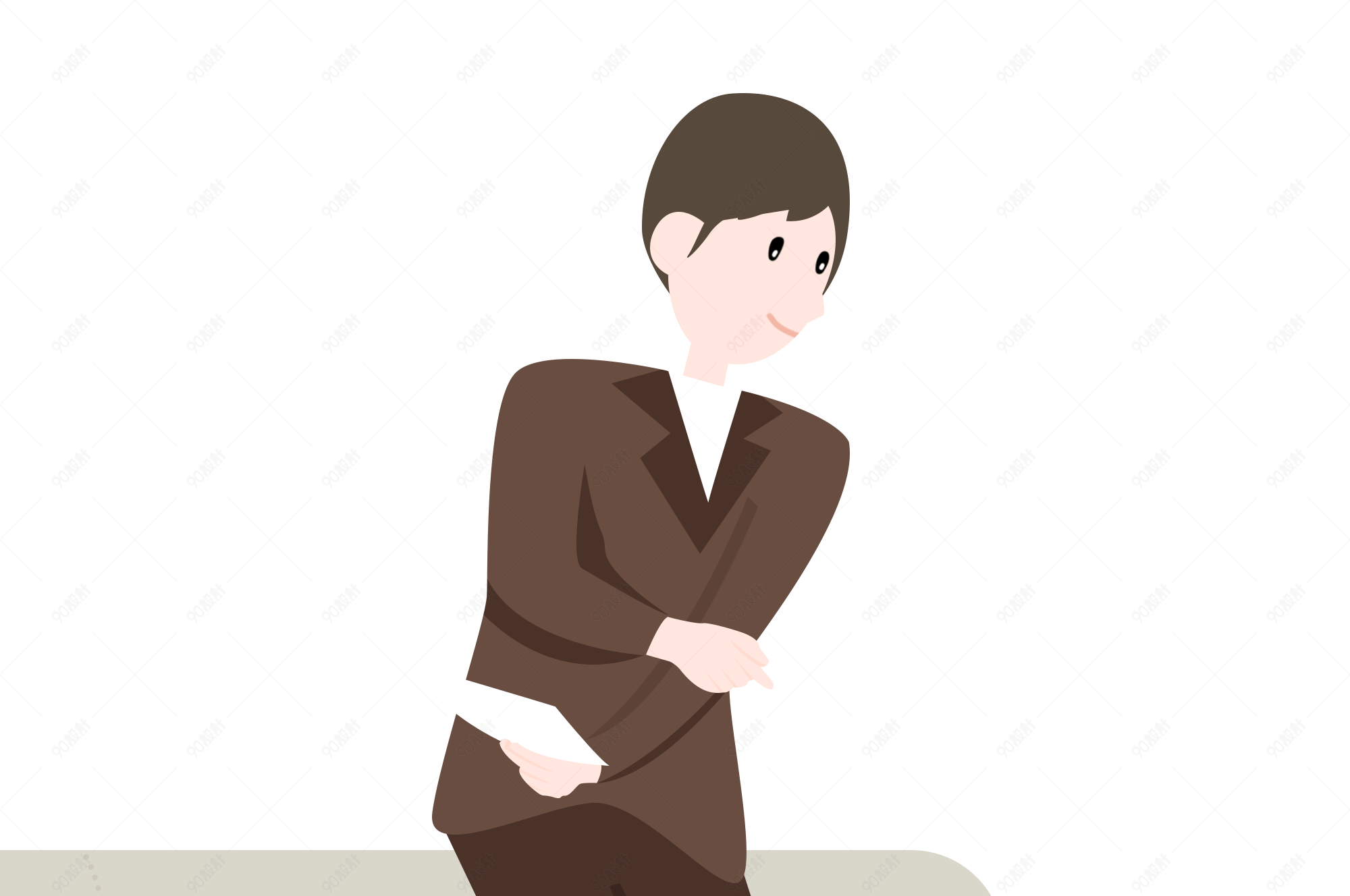 商务工作职业男子手绘插画psd