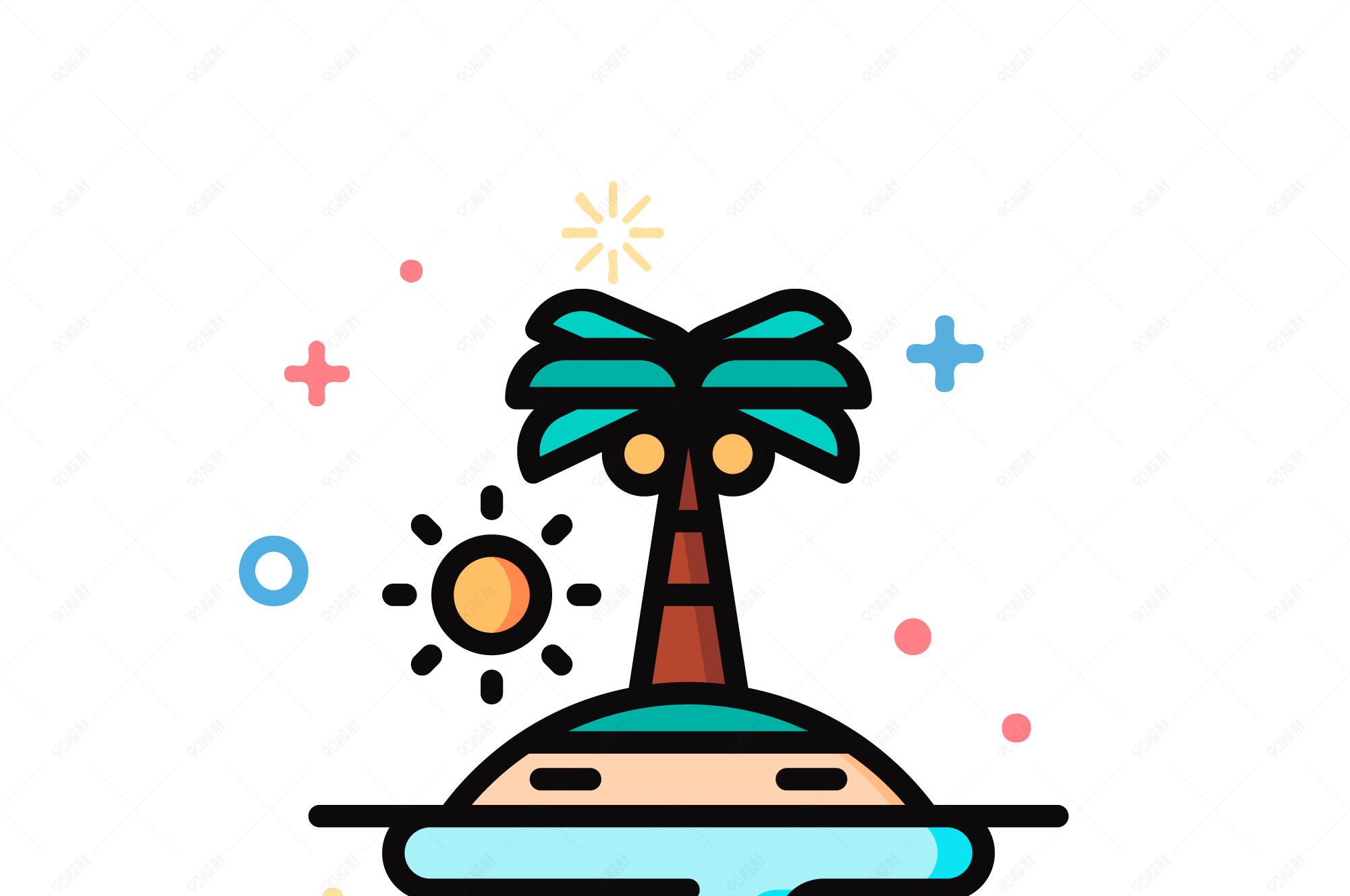 mbe风格夏日海岸椰子树素材