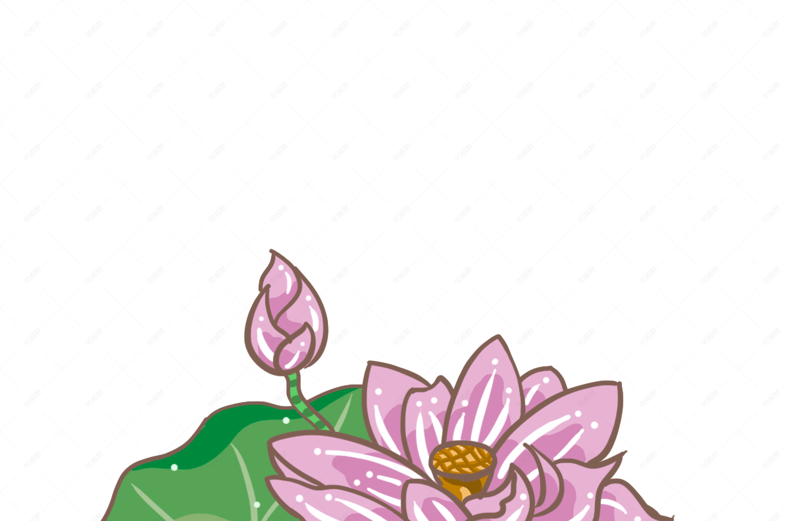 卡通风格荷花装饰图案