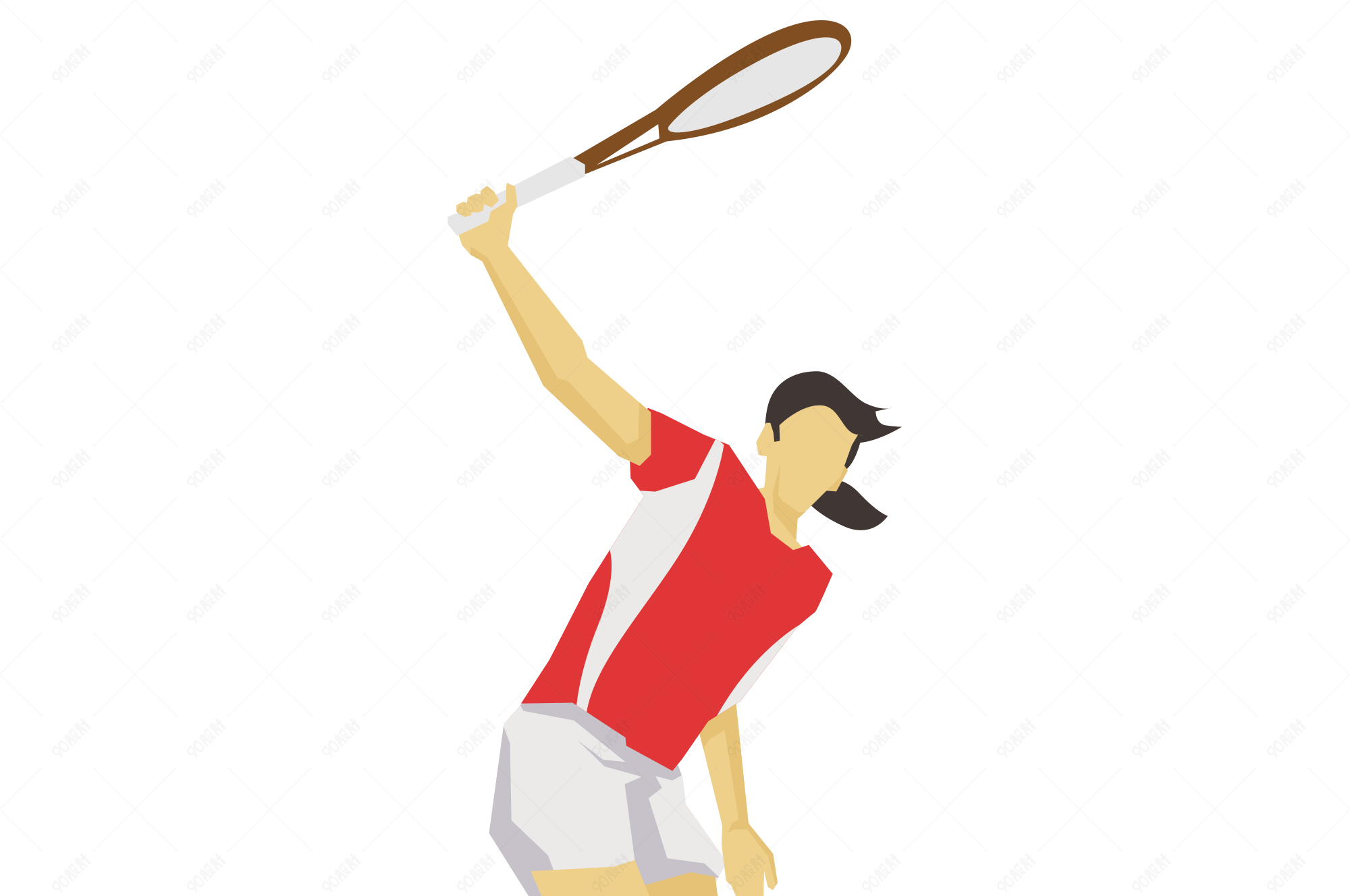 卡通矢量手拿网球拍的人网球公开赛